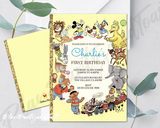 Little Golden Book birthday invitation StoryBook Birthday