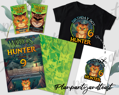 Warriors Cats birthday invitation bundle!
