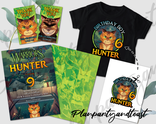 Warriors Cats birthday invitation bundle!