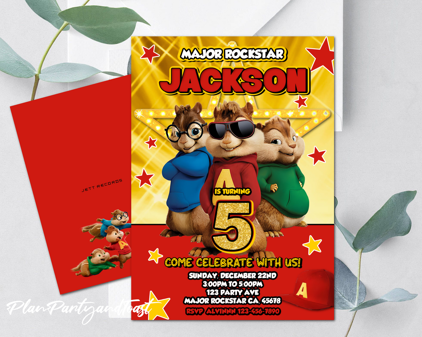 Alvin And The Chipmunk birthday invitation