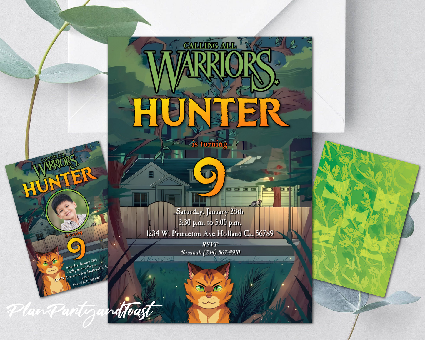 Warriors Cats Birthday invite digital invite