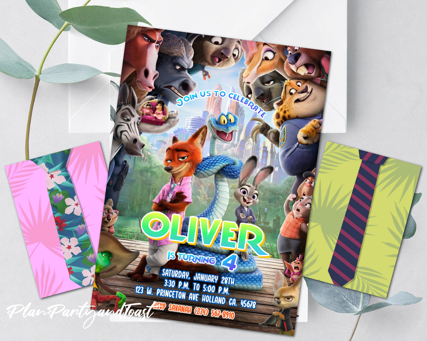 Zootopia birthday invitation