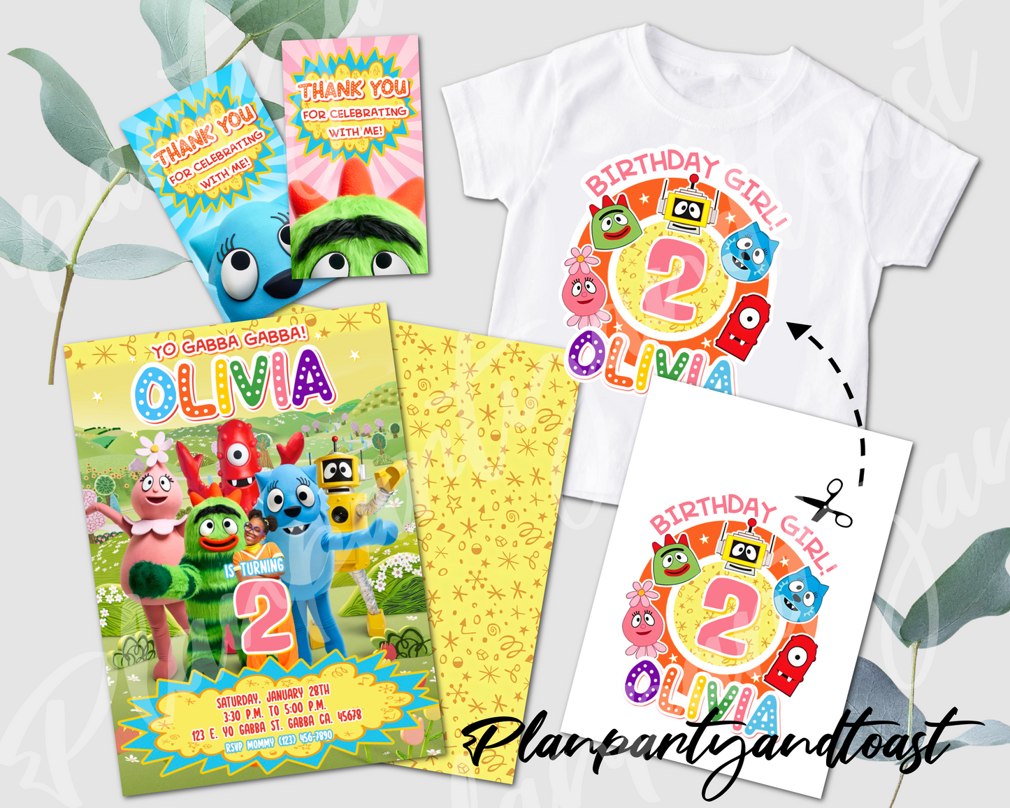 Yo Gabba Gabbaland birthday invitation bundle