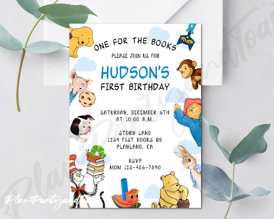 Storybook birthday invitation classic kid book themes