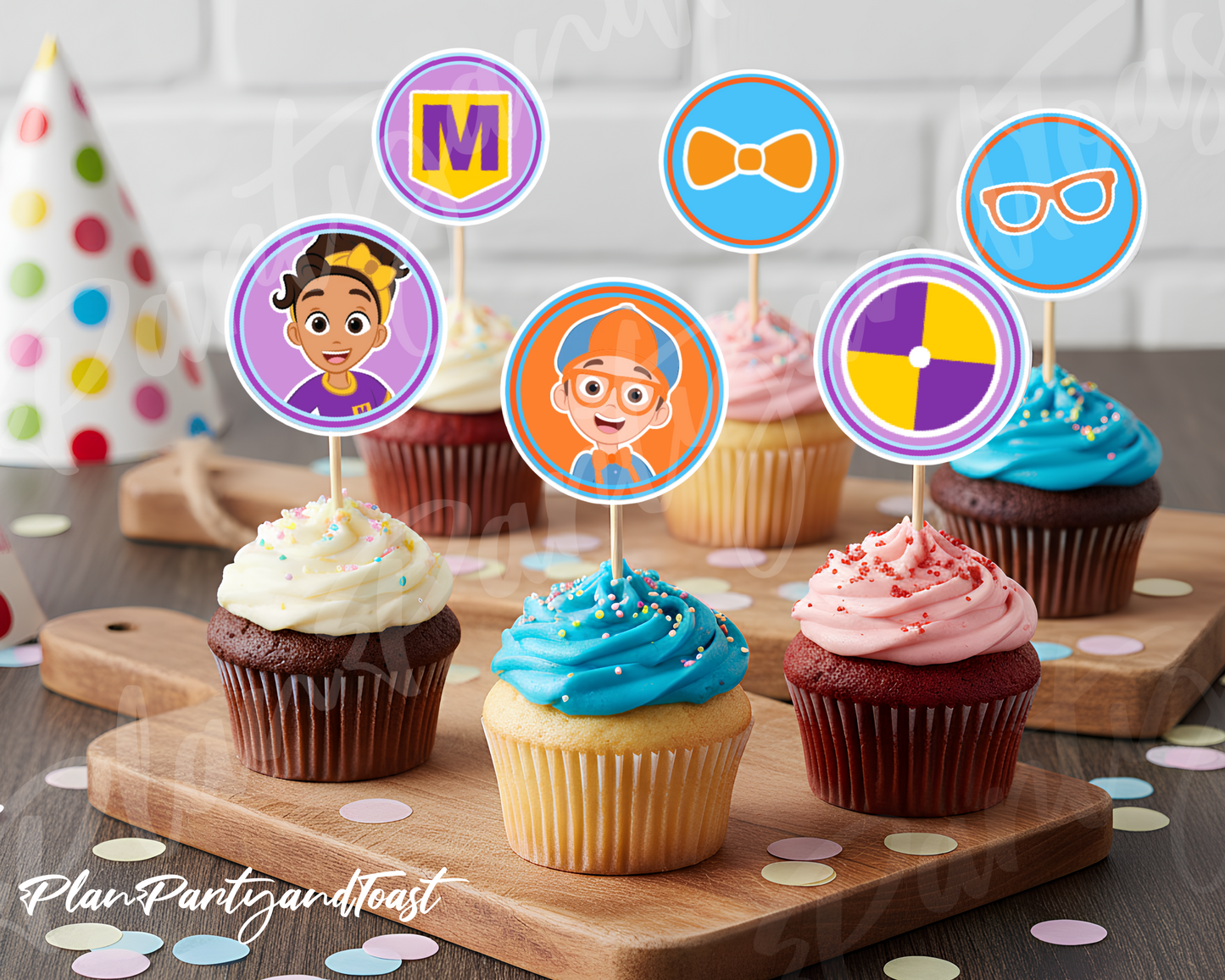 Blippi and Meekah cupcake toppers
