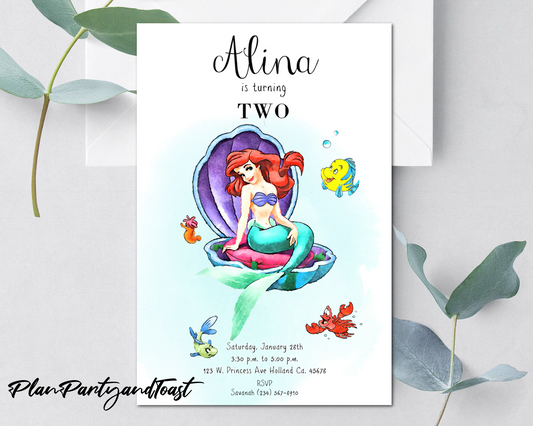 The Little Mermaid birthday invitation