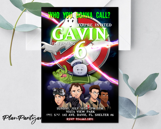 Ghostbusters birthday invitation