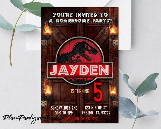 Jurassic World birthday invitation