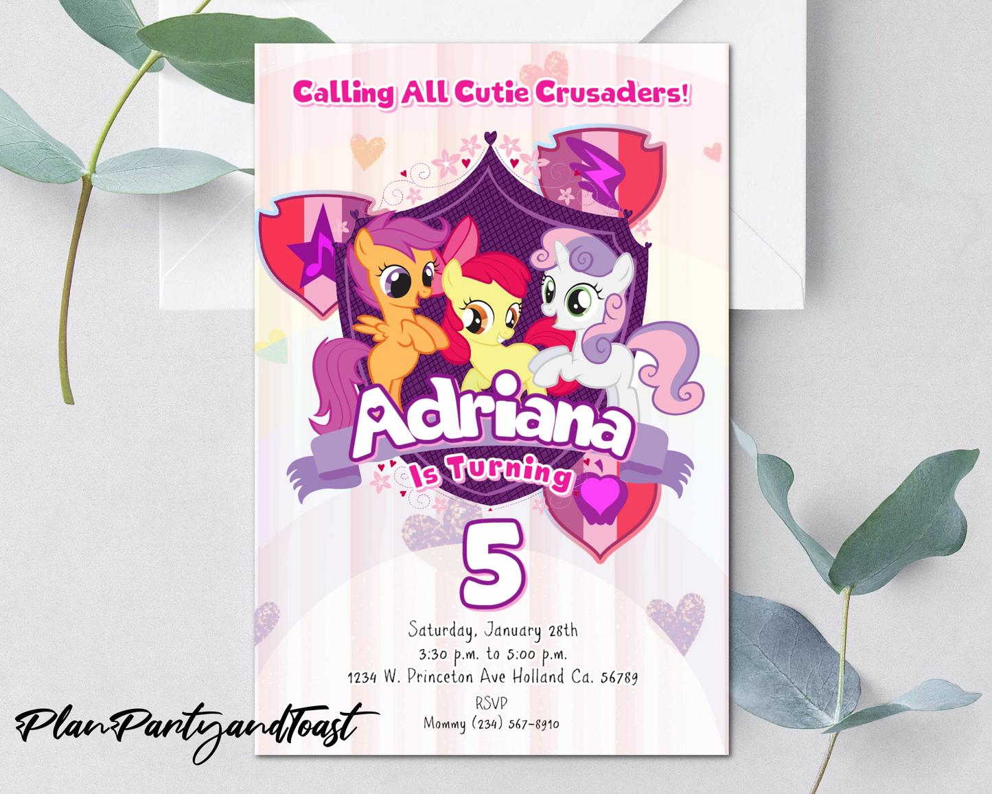 My Little Pony Cutie Crusaders birthday invitation