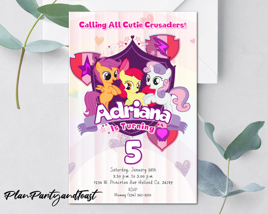 Invito di compleanno di My Little Pony Cutie Crusaders