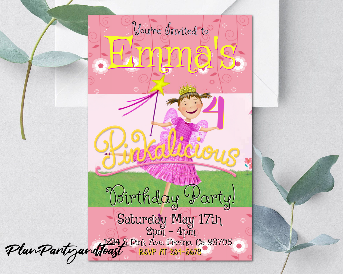 Pinkalicious birthday invitation