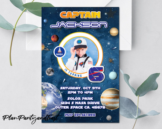 Space birthday invitation