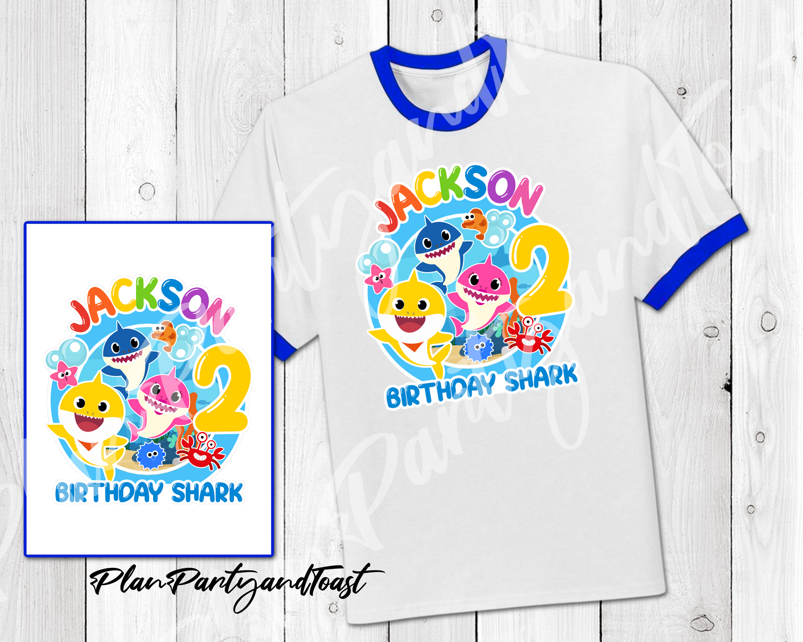 Baby Shark digital ironon design Plan Party & Toast