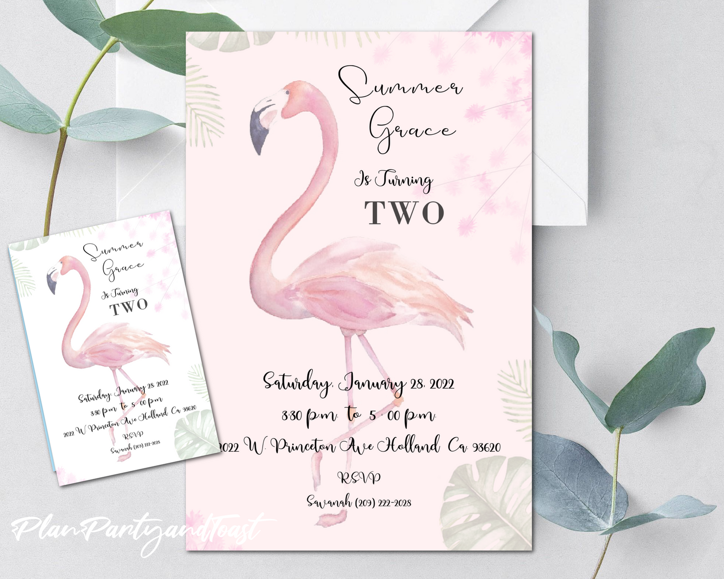 Flamingo birthday invitation