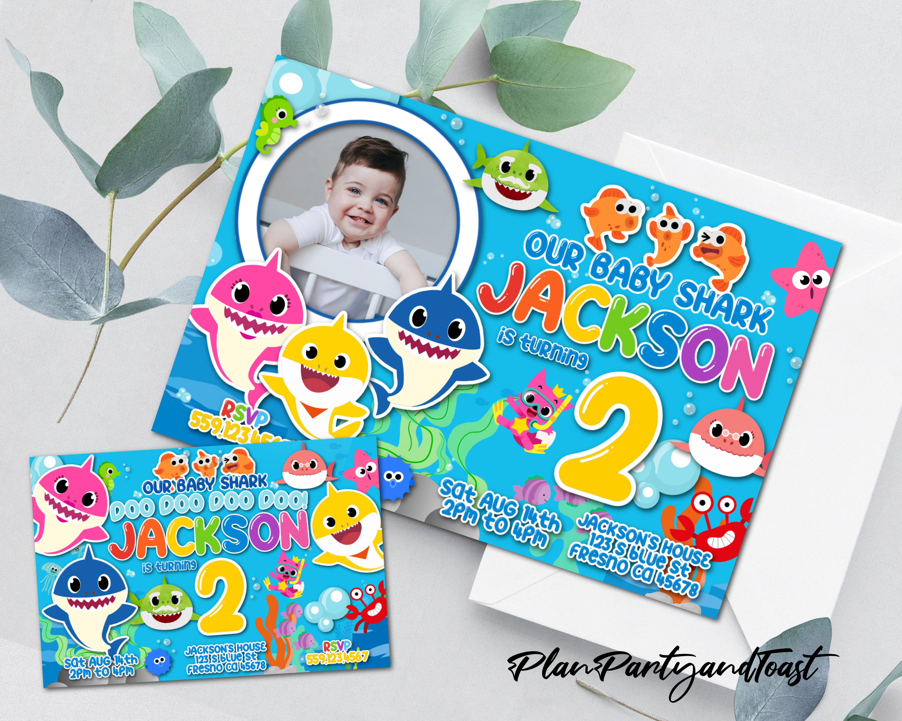 Baby shark deals birthday invitation