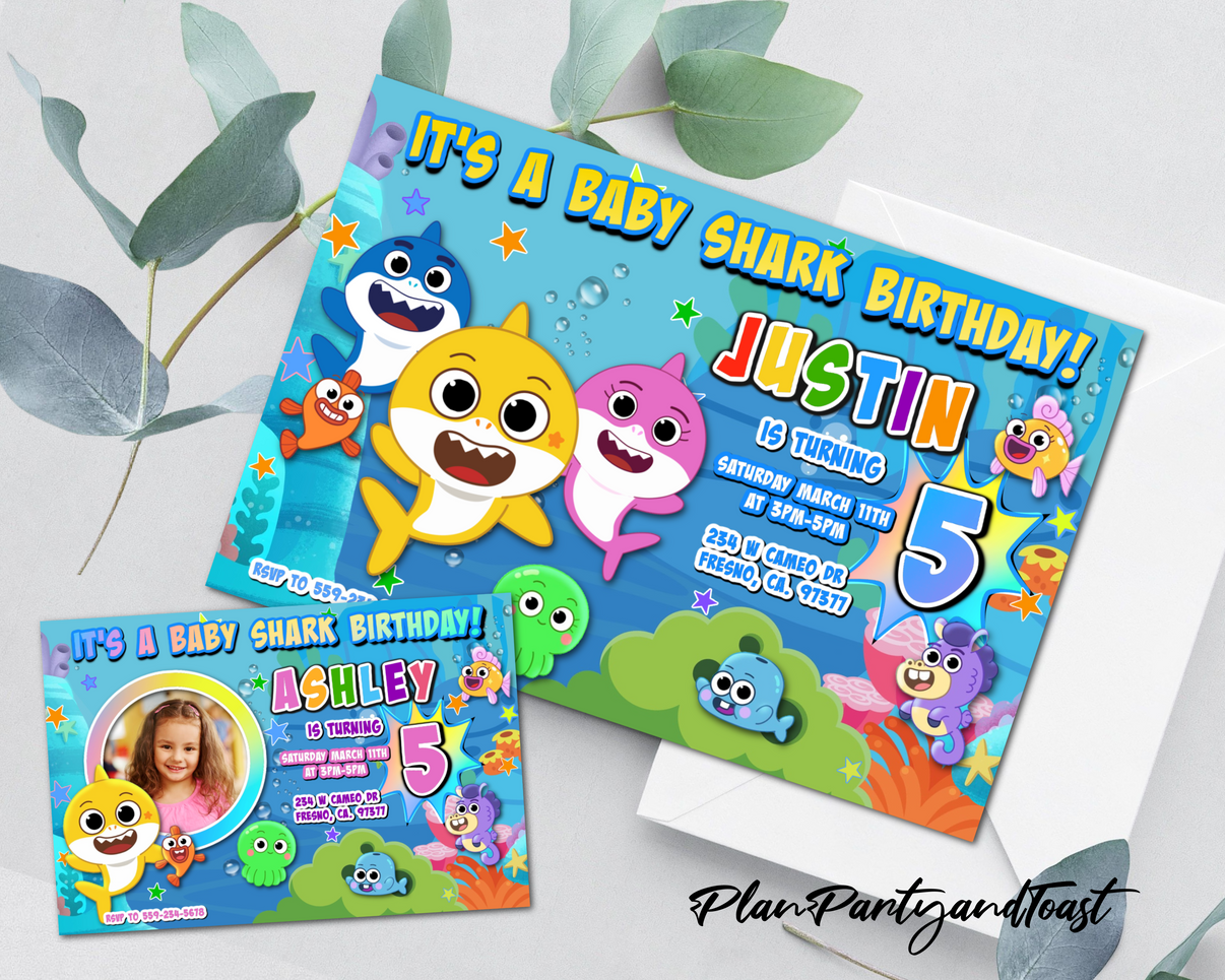 Baby Shark birthday invitation – Plan Party & Toast