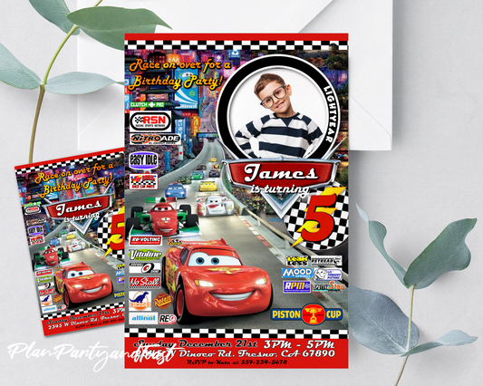 Cars birthday invitation