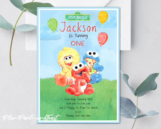 Sesame Street birthday invitation