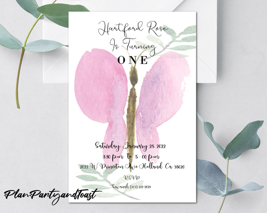 Butterfly birthday invitation