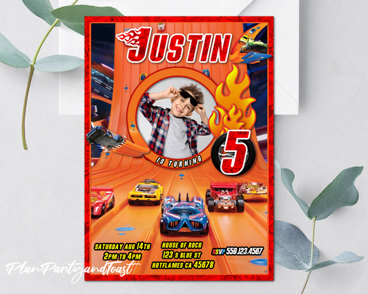 Hot Wheels birthday invitation