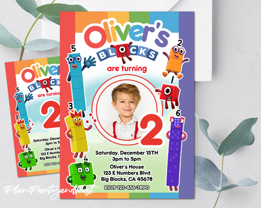 Numberblocks birthday invitation