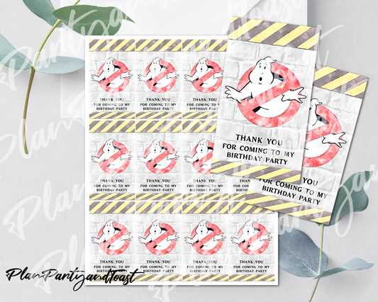 Ghostbusters birthday Thank You Tags
