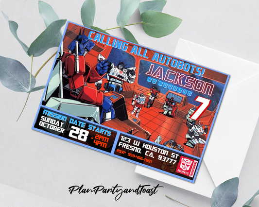 Transformers birthday invitation