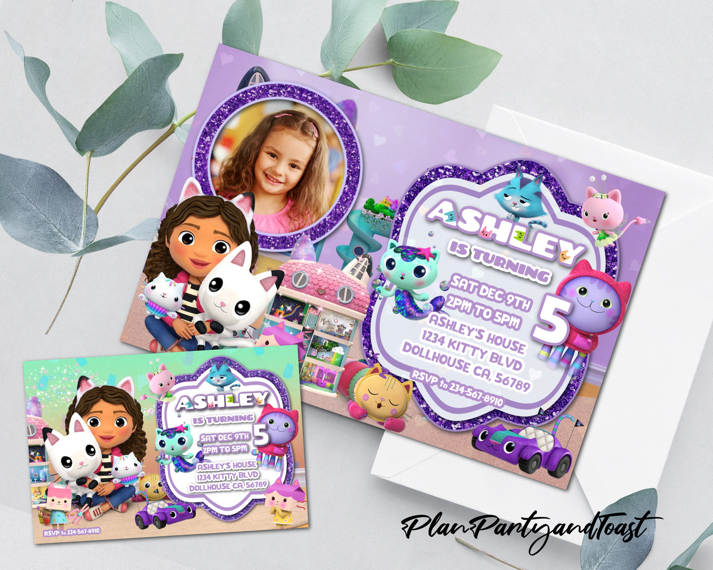 Gabby's Dollhouse birthday invitation