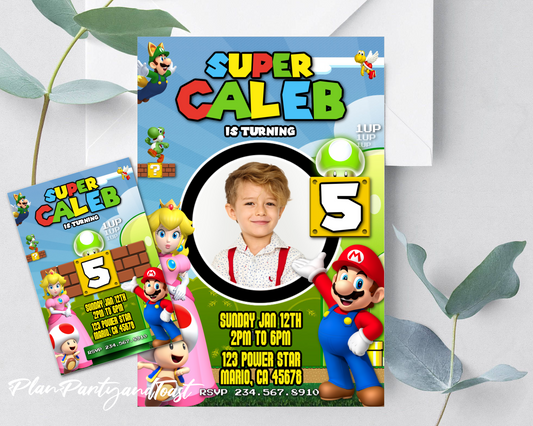 Super Mario Bros birthday invitation